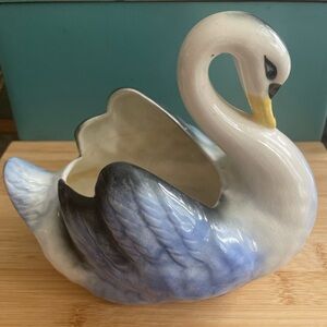 1951 Artistic Potteries California Blue and White Swan Planter